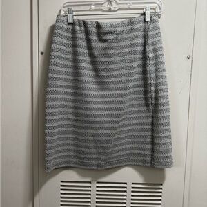 LOFT Gray Ribbed Pencil Skirt Knee-Length